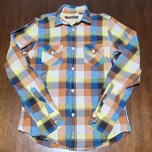 Ben Sherman Blue and Brown Plaid Button Down Shirt
